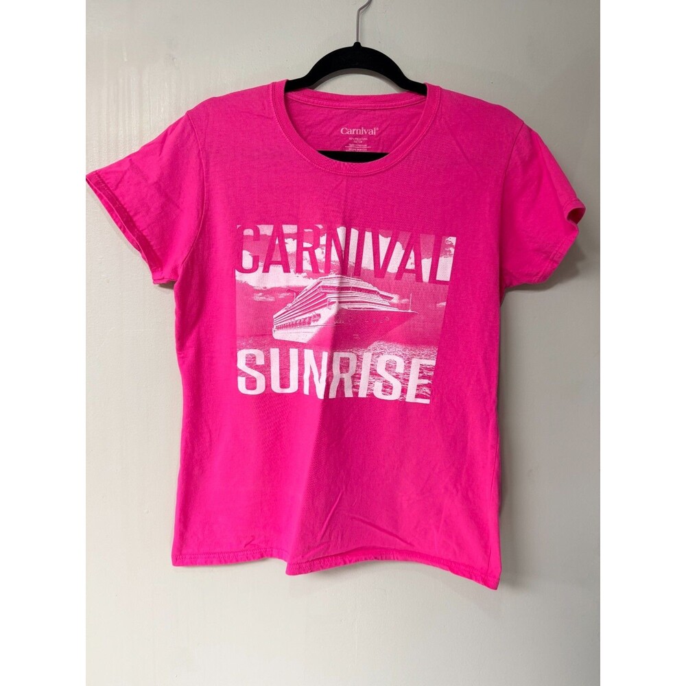 Carnival Sunrise Cruise Ship T Shirt Womens Small Pink Graphic Cotton Tee